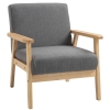 HOMCOM Sessel im Skandi-Design, Akzentsessel, Massivholz, Leinenoptik, 64 cm x 70 cm x 72 cm, Grau + Natur