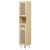 HOMCOM Badezimmerschrank Aufbewahrungsschrank mit Rattantüren Schublade 2 Schränken 32 x 30 x 170 cm Eiche