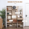 Appendiabiti Multifunzione Moderno Con Specchio E Ripiani – Colore Legno, Ganci Regolabili, Compatto 105x38x180 Cm