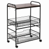 HOMCOM Carrello da Cucina Portavivande Stile Industriale con 4 Ruote, 2 Cestini e 4 Ganci, 60x38x85.5cm, Marrone Nero