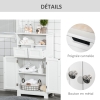 Meuble De Salle De Bain Kleankin Gris 60x30x109cm - Rangement 2 Tiroirs, Niche & Placard Avec Étagère Réglable