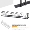 Rastrelliera Portabiciclette Per 6 Bici HOMCOM - In Acciaio, Dimensioni 179x33x27 Cm, Argento, Per Garage O Cortile