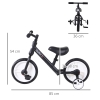 HOMCOM Vélo Enfant Draisienne 2 En 1 Avec Roulettes Et Pédales Amovibles - Pour 2 à 5 Ans, Rouge Ou Noir