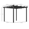Pergola Da Giardino Outsunny 3x3m - Tetto In Policarbonato, Alluminio, Grigio - Foto 5