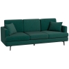 HOMCOM Divano 3 Posti in Tessuto con 2 Cuscini e Imbottitura Spessa, 229x88x88cm, Verde