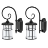 Outsunny Lot de 2 lampes murales appliques solaires LED pour l'extérieur IP44 16,5x25,5x41cm noir