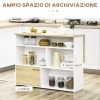 Tavolo Cucina Pieghevole HOMCOM - Con 2 Cassetti E Armadietto, 120x60cm, Bianco - Foto 2