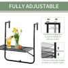 Table Suspendue Pour Balcon Outsunny - Plateau Rabattable, Bras Réglables (3-11 Cm), Support Jusqu'à 10 Kg - Dimensions 60x60 Cm, Grise