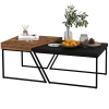Set 2 Tavolini Nidificanti HOMCOM - Nero Opaco, Stile Industriale, Acciaio, Dimensioni 40x40 E 35x35 Cm