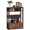 HOMCOM Tavolino da Soggiorno in Stile Industriale con 2 Ripiani, in Legno e Metallo, 46x18x58.5 cm, Marrone