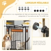 Barrière Sécurité Animaux PawHut 74-80cm - Porte Fermeture Automatique, Double Verrouillage | Pour Chats Et Chiens