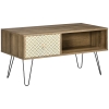 HOMCOM Mesa de Centro Estilo Boho con Cajón Estampado y Patas de Metal de Horquilla para Salón Oficina 90x45x46cm Madera