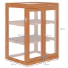 Outsunny Mini Serre 3 Niveaux Bois & Polycarbonate 58x44x78 Cm – Toit Ouvrant & Double Porte