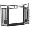 HOMCOM 3 Panel Folding Fire Guard, Steel Fireplace Screen with Double ...