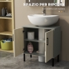 Mobile Bagno Sottolavabo In Legno - 77x45x60 Cm, Con Armadietto E 2 Mensole, Bianco/Legno - Foto 10