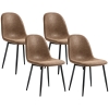 Set 4 Sedie Da Pranzo In Finta Pelle Scamosciata - Stile Scandinavo Vintage, Gambe Metallo, Per Cucina E Soggiorno