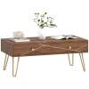 HOMCOM Coffee Table with Storage, Living Room Table with Drawers, Rectangular Tea Table with Steel Base for Home, 100 x 50 x 41 cm, Brown