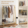 Portant à Vêtements HOMCOM Avec Étagère - 152 Cm Haut, Bois Naturel | Rangement Entrée, Chambre