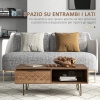 LIFEZEAL Tavolino Da Salotto A Forma Di Z, 2 Ripiani In Bambù Massello E Vetro Temperato, Piano Rimovibile 120x56 Cm, Ripiano In Rattan, Capacità 55 Kg, Colore Naturale