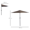 OUTSUNNY - Ombrellone 3x3 M A Braccio Con 8 Stecche, Pedale E Manovella In Alluminio E Poliestere Color Khaki 84d 112v01kk