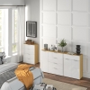 Credenza cassettiera con 6 cassetti 130 cm lucida (e specchio LED 60 cm, bianco - L130/P40/A88