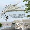 Ombrellone Decentrato Outsunny Con Manovella | 295x260 Cm | 8 Stecche | Base A Croce Inclusa | Tessuto Poliestere 180g/m² Anti-UV | Telaio Acciaio Per Giardino E Terrazzo