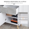 Mobile Soggiorno HOMCOM Moderno | Credenza Con 2 Ante E Cassetto | Grigio E Bianco 98x39x81.5 Cm | In Truciolato E Legno - Foto 10
