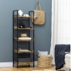 HSH Libreria in vero legno naturale, 2 ripiani, rustica, vintage, industriale, Etagere in metallo aperto, scaffale per libri in legno massello, marrone invecchiato