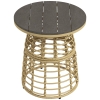 Outsunny Table basse de jardin ronde en résine aspect rotin métal et plateau composite, dim. Ø45 x 50H cm