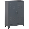 HOMCOM Armario Metálico con Doble Puerta y 2 Baldas Ajustables Mueble Multiusos para Oficina Salón Dormitorio 75x33x110cm Gris