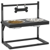 PawHut Comedero Elevado para Perros con 2 Tazones de Acero Inoxidable Altura Ajustable y 1 Placa de Metal 40,5x22x39 cm Negro