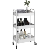 HOMCOM Desserte chariot de rangement en acier chariot de service à roulettes 3 plateaux ajourés 45 x 30,6 x 79 cm bleu foncé | France