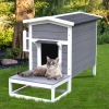 PawHut Cuccia Per Cani Da Esterno Con Terrazza, Finestra E Tetto Impermeabile, 124x112x105cm