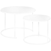 Outsunny Lot de 2 Tables Basses Rondes gigognes empilables de Jardin métal époxy Blanc