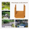 Pont De Jardin Outsunny - 121x57.5x59cm - Bois De Sapin Pré-Huilé - Avec Balustrade