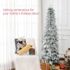 HOMCOM 6ft Snow Flocked Pencil Christmas Tree - 523 Branches, Slim Design, Metal Base - View #5