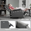 HOMCOM Poltrona Reclinabile Con Poggiapiedi In Velluto Blu - Seduta Imbottita Con Gambe In Legno, Max 120kg
