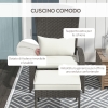 Pouf Rattan Beeveer 2 Pezzi - Poggiapiedi E Tavolino Con Cuscini Rimovibili Grigio - Foto 3
