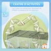 Cage Pour Hamster/rongeur PawHut Avec Tunnel Et Accessoires - Dimensions 58x32x31 Cm - Grille Acier, Espacement 0,9 Cm - Inclut Roue, Gamelle, Biberon - Plateau Profond Facile à Nettoyer