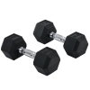 SPORTNOW Haltère Court 15 Kg - Haltère Musculation Avec Poignée Antidérapante Et Forme Antiroulis Pour Entraînement à Domicile