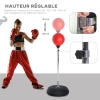 Punching Ball Sur Pied Réglable 126-144cm - Avec Gants Et Pompe - Base Lestable Eau/sable - Pour Débutants