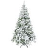 HOMCOM Künstlicher Weihnachtsbaum, Schnee-Effekt, flammenhemmend, Scharnierkonstruktion, Grün/Weiß