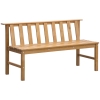 Outsunny Banco de Jardín de 3 Plazas Banco Exterior de Madera con Respaldo de Listones para Terraza Patio 144x60x77 cm Natural