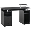 HOMCOM Bureau informatique étagères et tiroir, 120 x 50 x 85 cm, bureau d'ordinateur avec rangement support imprimant et clavier, table d'étude pour chambre, bureau, noir