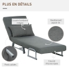 Fauteuil Convertible HOMCOM Chauffeuse Canapé-Lit 1 Place - Suède Gris, Dossier 5 Positions, Déhoussable & Très Confort