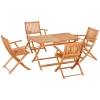 Outsunny Ensemble de Jardin 1 table et 4 chaises pliantes salon de jardin en bois de peuplier 5 pièces pour 4 pers - accoudoirs - dim. 120L x 70l x 72H cm