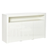 HOMCOM Buffet LED - meuble de rangement LED - 3 placards avec étagère et grande niche - panneaux particules MDF blanc laqué