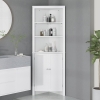 kleankin Triangle Bathroom Cabinet, Corner Bathroom Storage Unit with Cupboard and 3-Tier Shelves, Free Standing, White main image 1