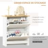 HOMCOM Armoire à Chaussures 3 Portes Abattantes – 6 Compartiments Réglables, Style Moderne Chêne Clair/Blanc, Anti-basculement