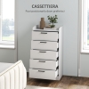 Cassettiera 5 cassetti per camera da letto in legno bianco Homcom